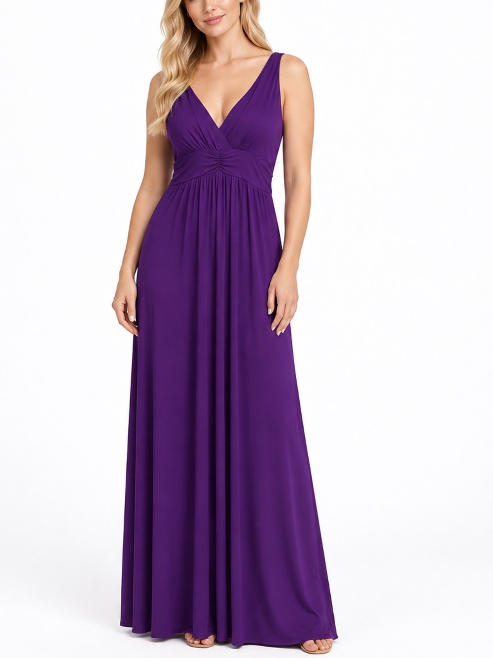 IMAN Deep Purple V-Neck Empire-Waist Maxi Dress Size Medium maxi dress